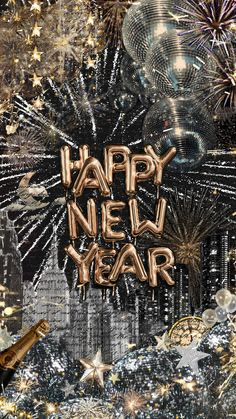 Festive Happy New Year display with fireworks